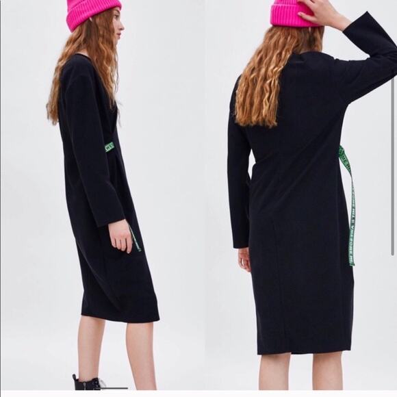 ZARA Logo Straps Shift Midi Dress Contemporary - Picture 3 of 5